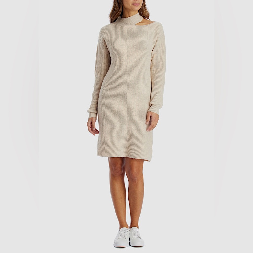 Women’s Slashed Mock Neck Sweater Dress